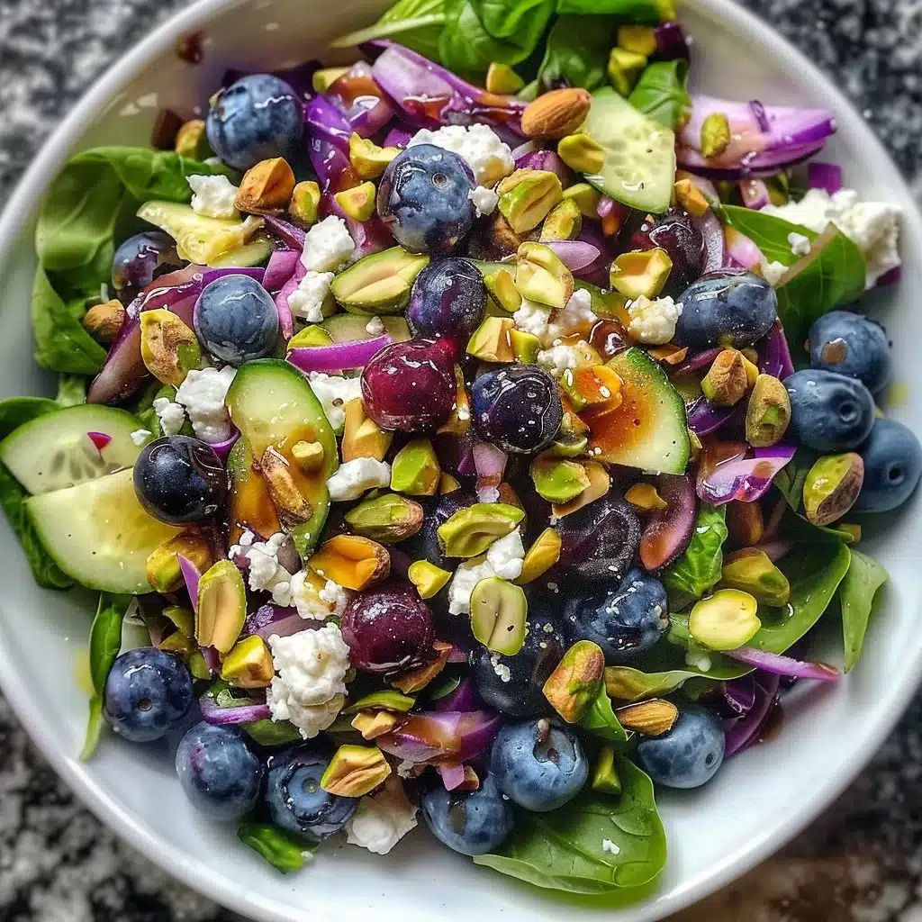 Vibrant Blueberry Pistachio Spring Salad with fresh blueberries and nuts