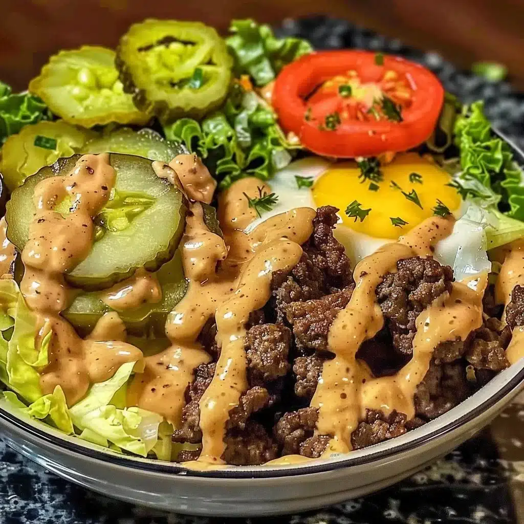 Savory Burger Bowls filled with fresh ingredients and bold flavors