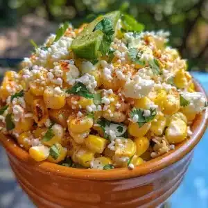 Creamy Mexican Street Corn Esquites 3 Creamy Mexican street corn esquites served in a cup with toppings