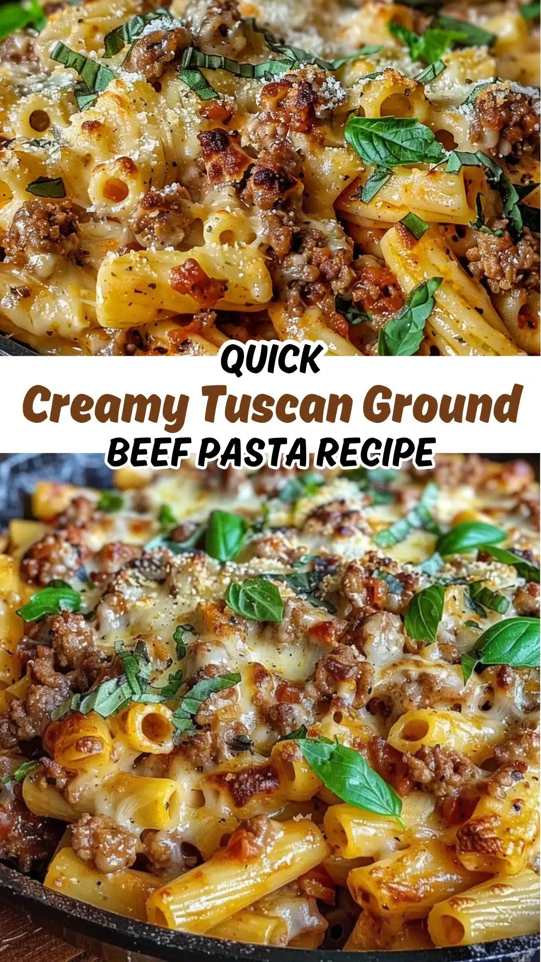Creamy Tuscan Ground Beef Pasta