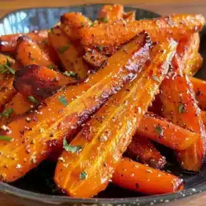 Crispy Air Fryer Roasted Carrots with Honey Glaze 3 Crispy air fryer roasted carrots drizzled with honey glaze