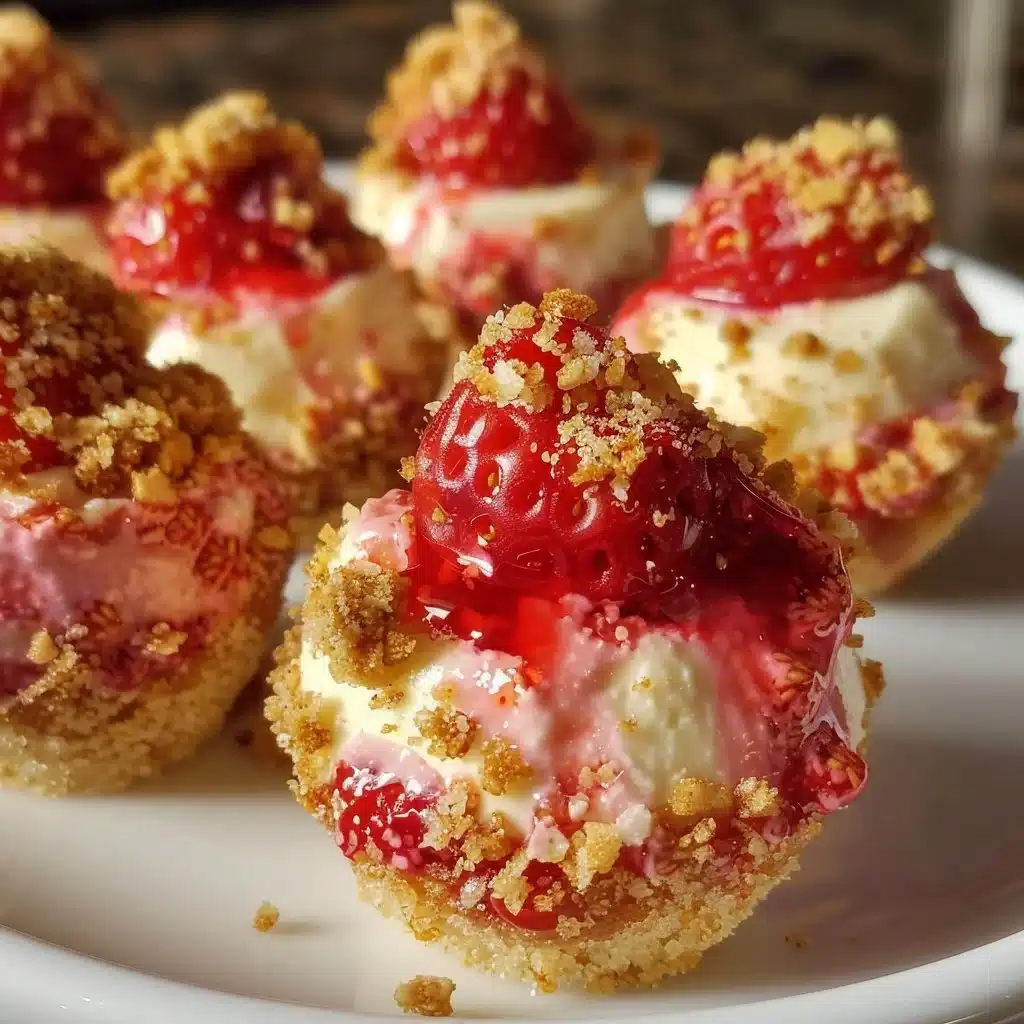 Crunchy Strawberry Cheesecake Bites with fresh strawberries and creamy filling