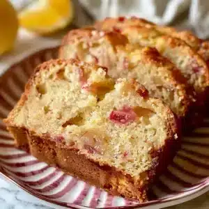 Delicious Lemon Rhubarb Bread 3 Delicious lemon rhubarb bread with a citrusy twist on a classic recipe.