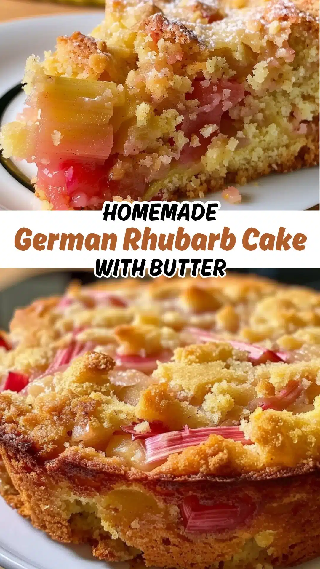 Buttery German Rhubarb Cake