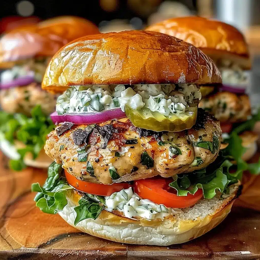 Greek-style chicken burgers served with fresh toppings