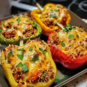 High-Protein Stuffed Bell Peppers Recipe 3 High-protein stuffed bell peppers filled with healthy ingredients