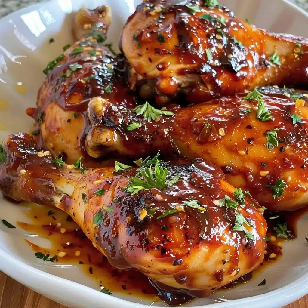 Slow cooker honey BBQ chicken drumsticks cooking in a glazed sauce