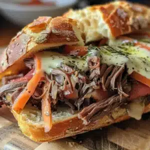 Horseradish Aioli Roast Beef Sandwich 3 Delicious horseradish aioli roast beef sandwich on a wooden plate