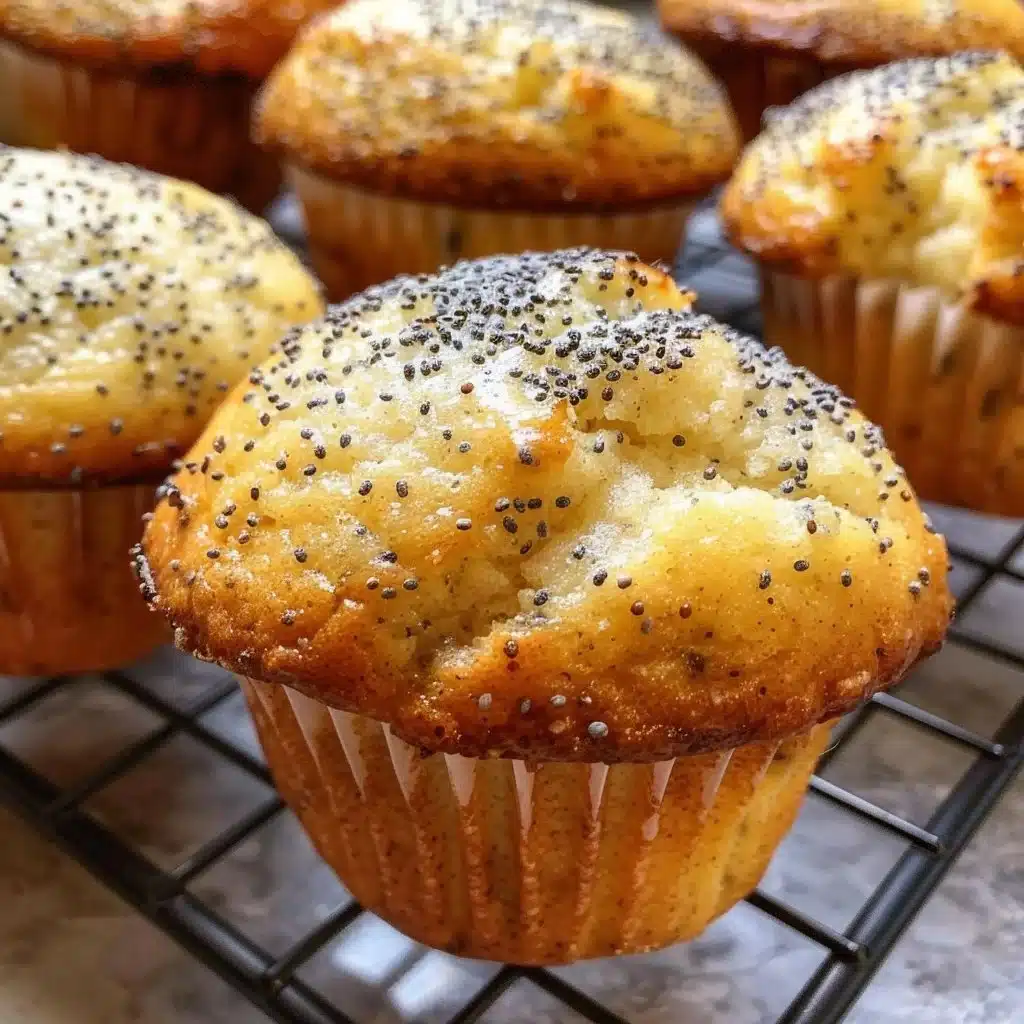 Freshly baked lemon poppy seed muffins on a plate