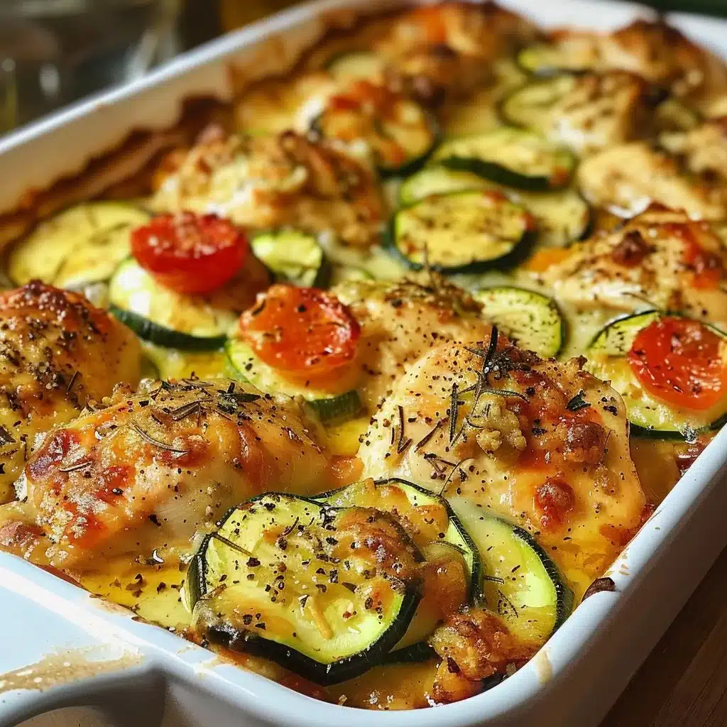 Delicious Mediterranean Chicken Zucchini Bake fresh out of the oven