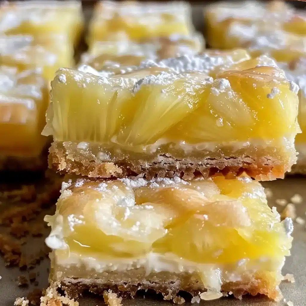 Delicious pineapple bars with a buttery shortbread crust, fresh and inviting.