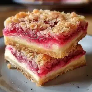 Rhubarb Cream Cheese Bars for Any Celebration 3 Delicious Rhubarb Cream Cheese Bars served on a festive plate