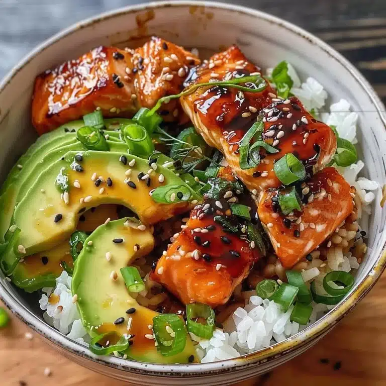 Honey Glazed Salmon Rice Bowls
