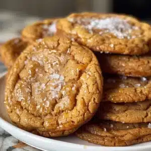 Delicious chewy salted honey cookies with a glossy finish and caramelized edges