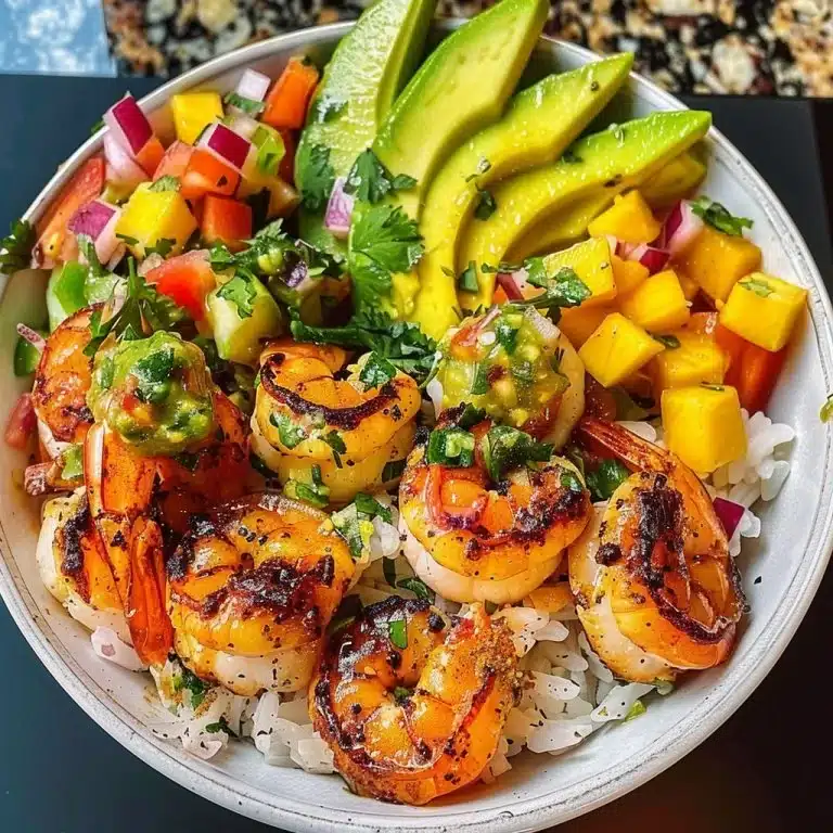 Shrimp and Avocado Bowl with Mango Salsa
