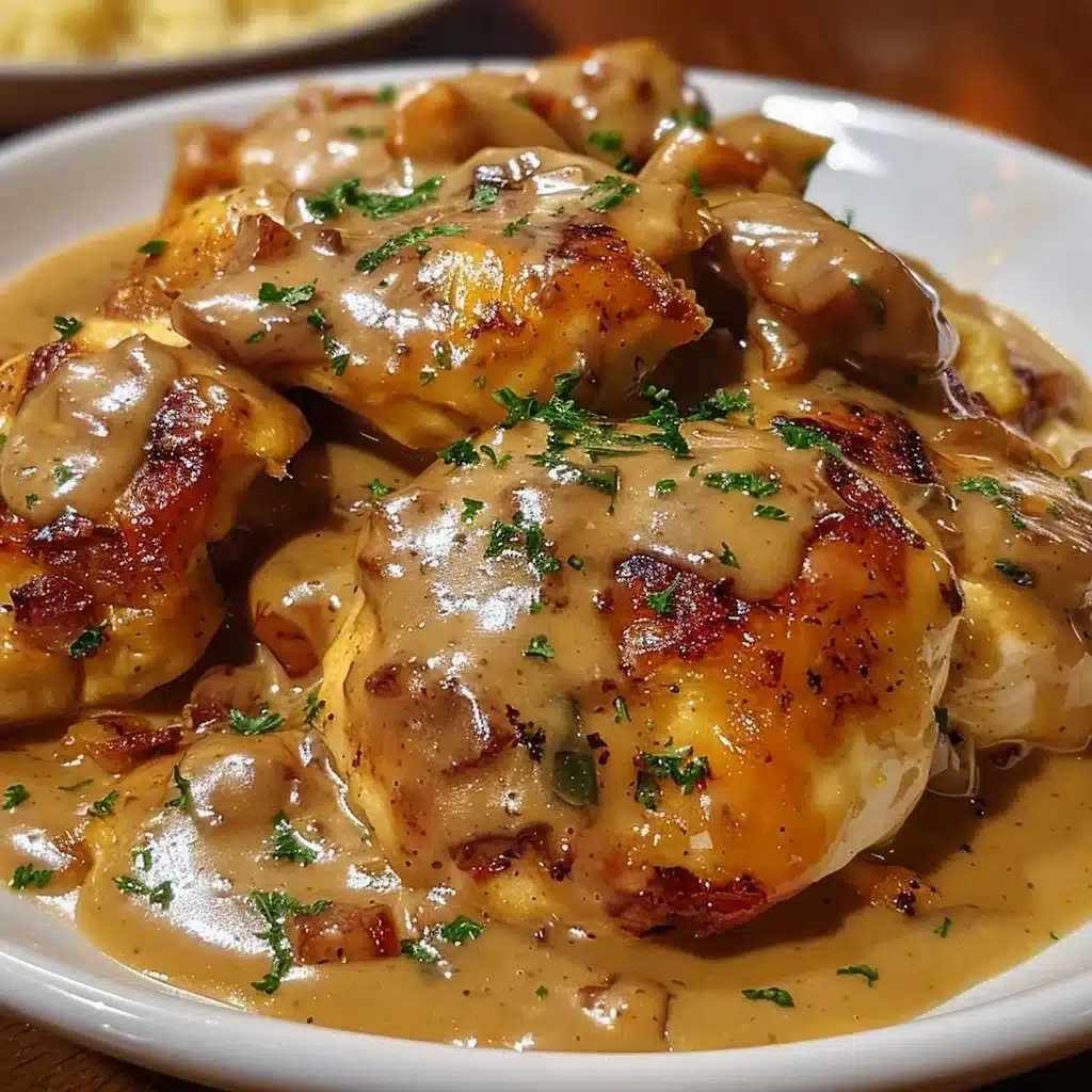 Delicious smothered chicken dish served at Texas Roadhouse