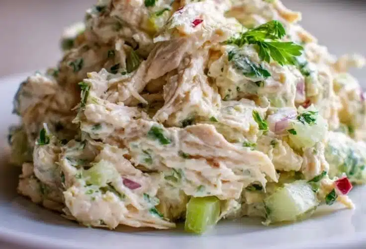 Delicious ultimate chicken salad with fresh ingredients in a bowl
