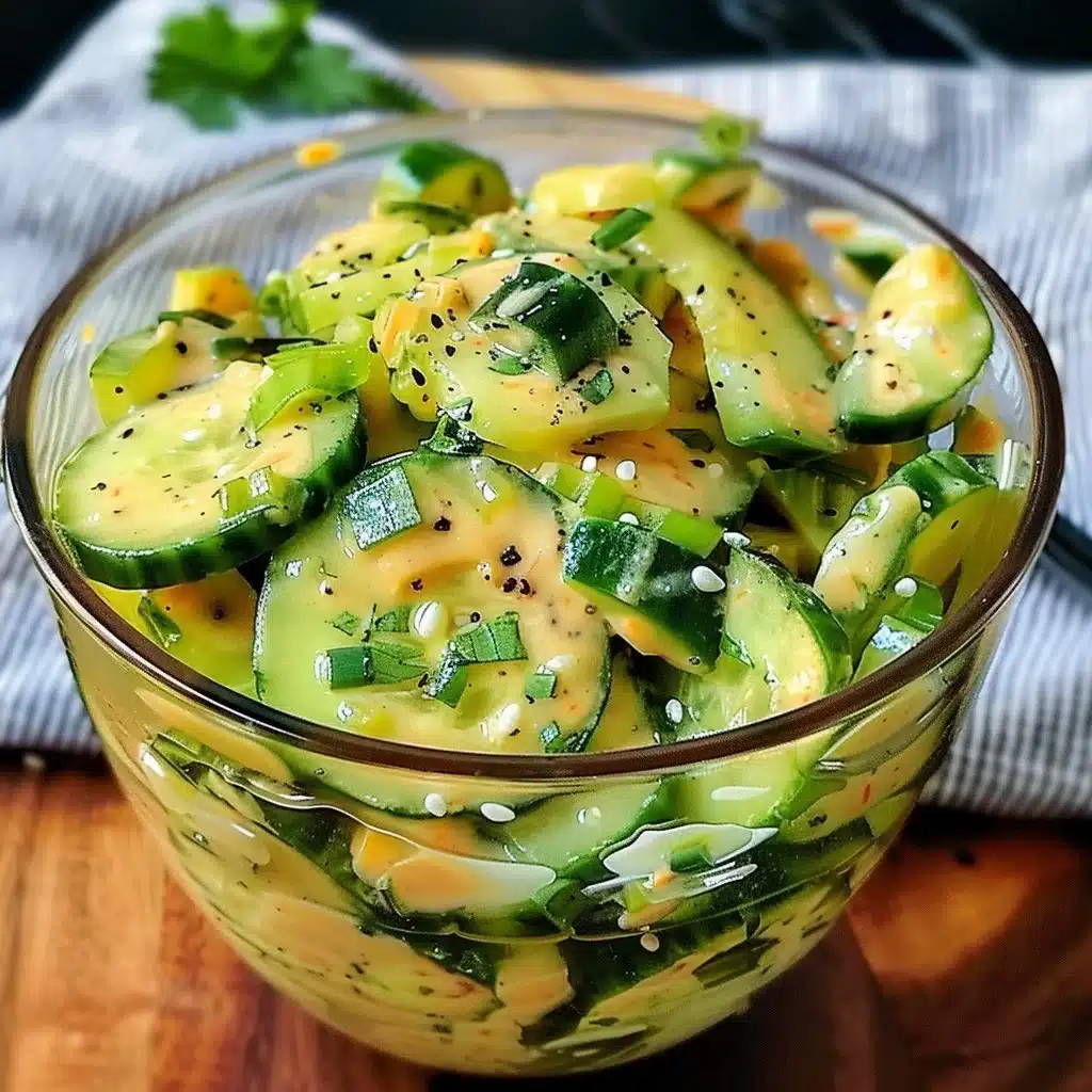 Bowl of viral creamy Asian cucumber salad with fresh ingredients and spices
