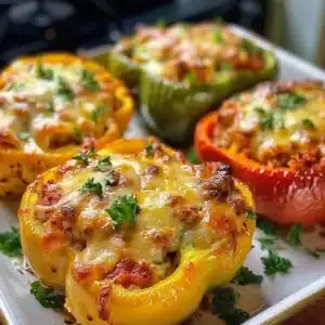 Delicious cheese-filled bell peppers baked to perfection