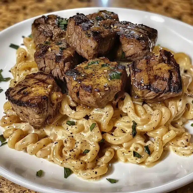 Creamy Garlic Butter Steak Bites with Spicy Cajun Alfredo Twisted Pasta