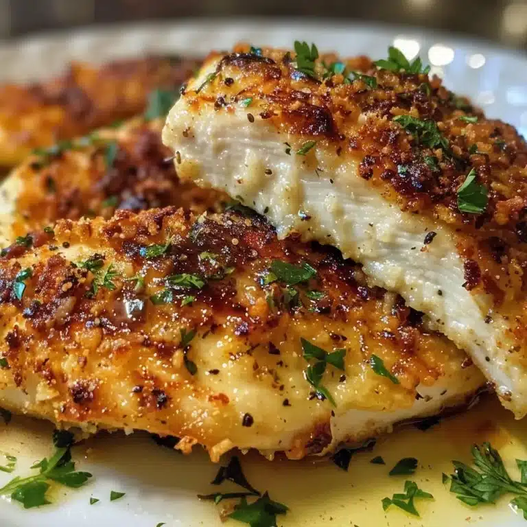 Garlic-Parmesan Chicken Breasts ready to be served