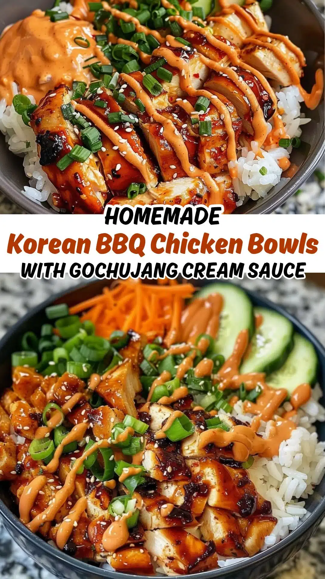 Korean BBQ Chicken Bowls with Gochujang Cream Sauce Made Easy
