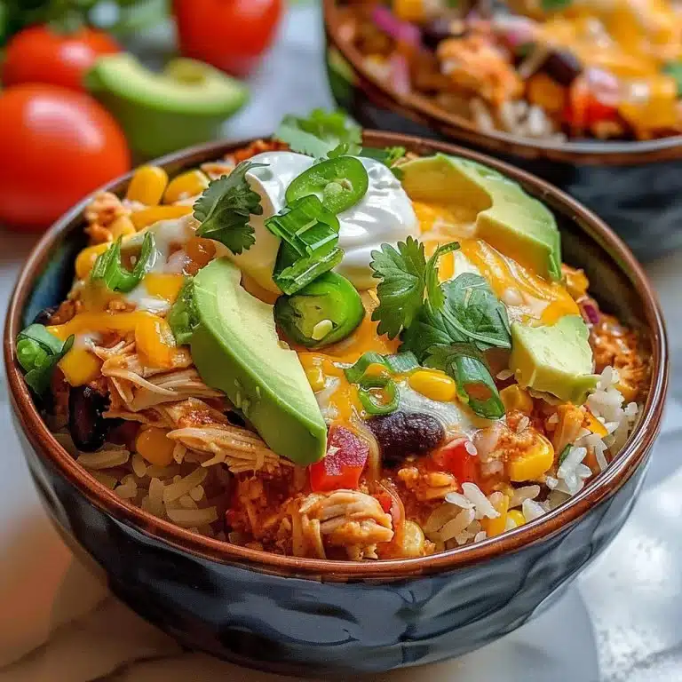 High-Protein Chicken Cottage Cheese Enchilada Bowls