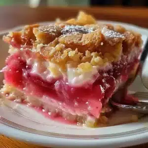 Delicious rhubarb pudding with a layered texture, perfect for dessert