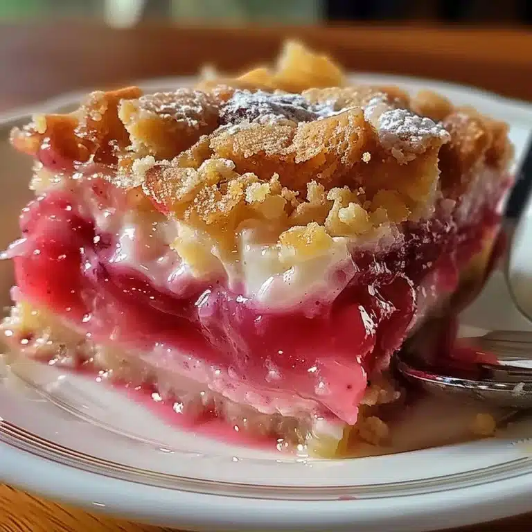 Delicious rhubarb pudding with a layered texture, perfect for dessert