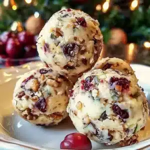 Christmas Cranberry Walnut Cheese Balls Recipe 3 Delicious Christmas Cranberry Walnut Cheese Balls served on a festive platter