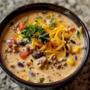 Creamy Cowboy Soup Recipe 3 Bowl of creamy Cowboy Soup garnished with fresh herbs