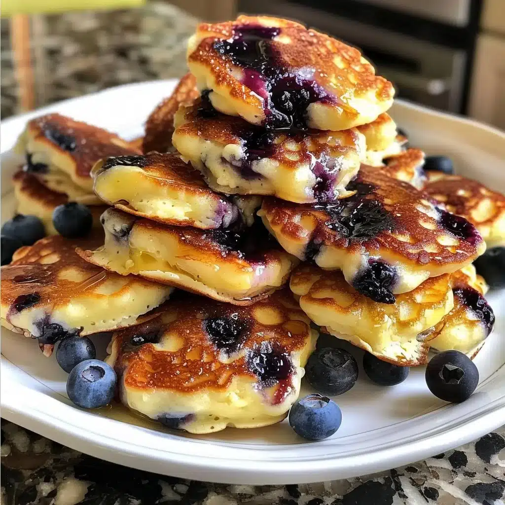 Lemon Blueberry Cottage Cheese Pancake Bites 1 Lemon blueberry cottage cheese pancake bites served on a plate