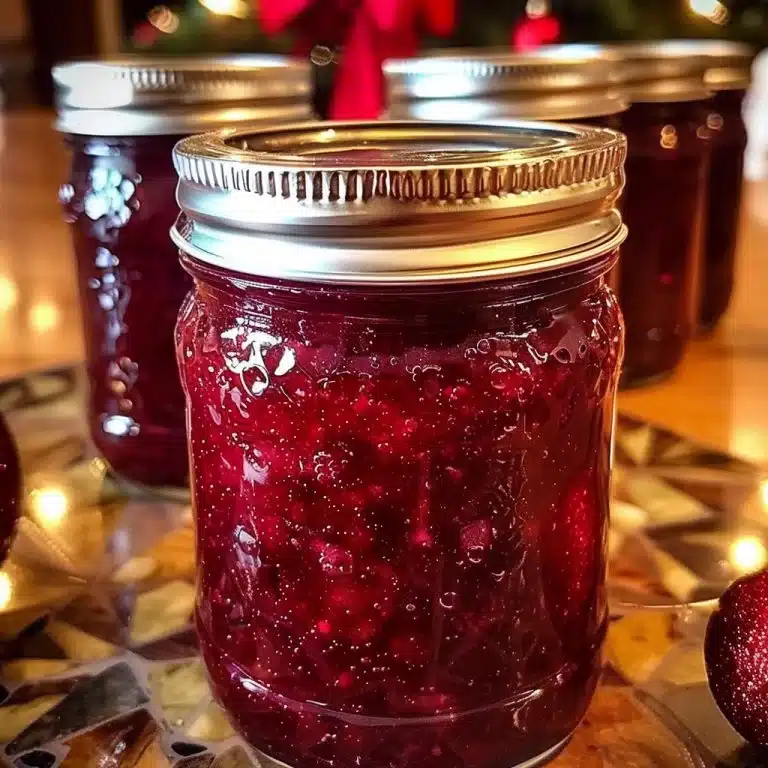 Merry Christmas JamIngredients
2 cups strawberries, hulled and chopped
2 cups cranberries, fresh or frozen
4 cups granulated sugar
1/2 cup orange juice