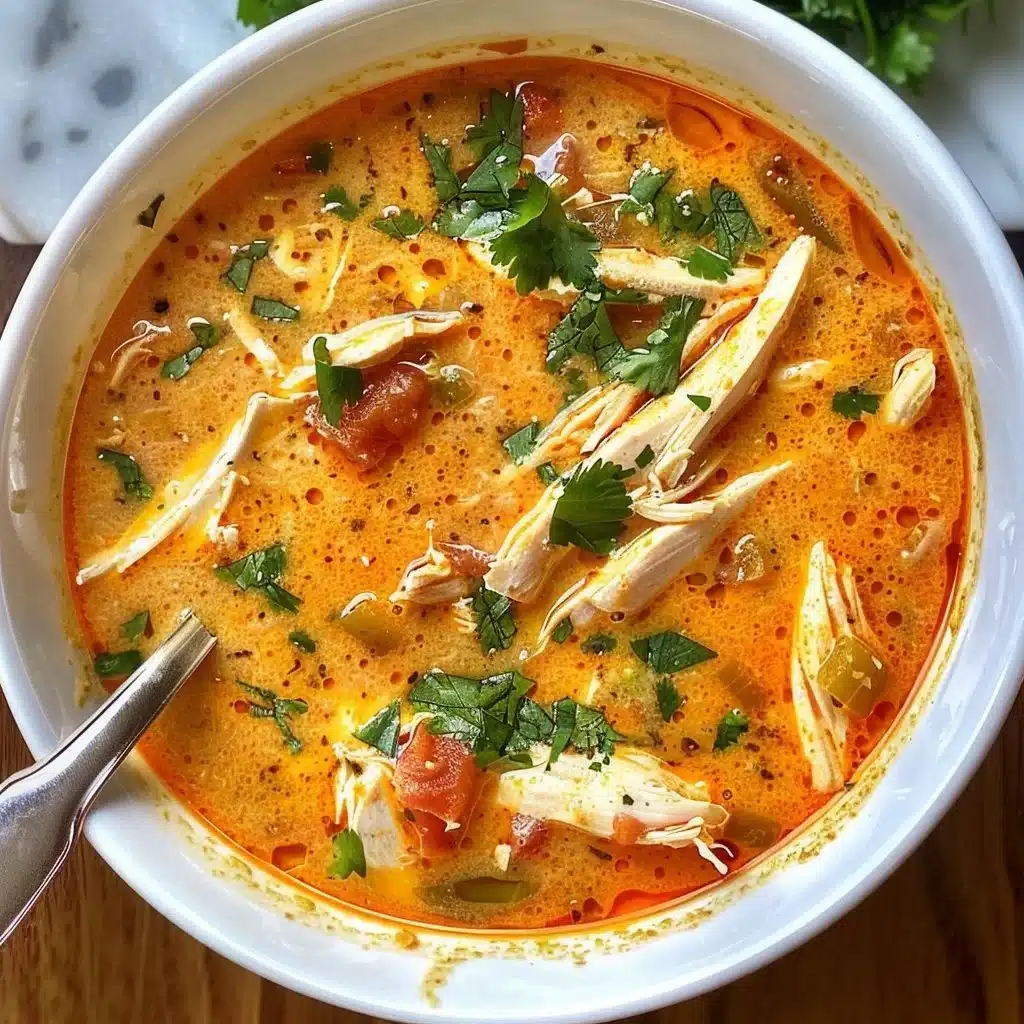 One-Pot Chicken Tikka Masala Soup served in a bowl with spices