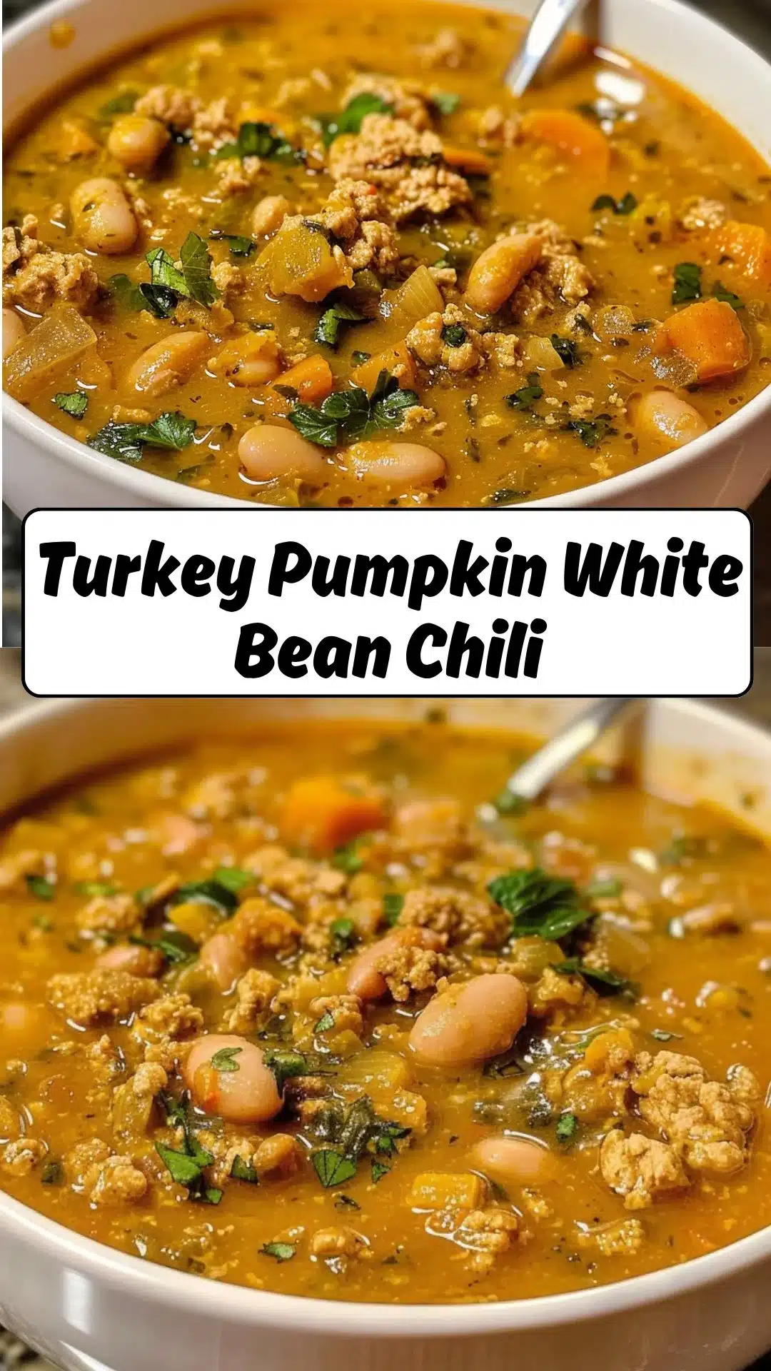 High Protein Turkey Pumpkin White Bean Chili | Easy Healthy Dinner