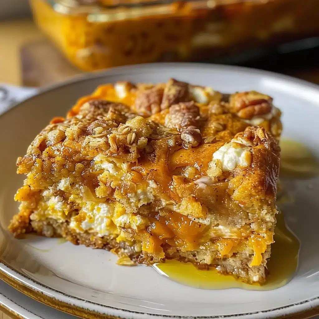 Pumpkin Cottage Cheese Breakfast Bake Recipe 1 Slice of Pumpkin Cottage Cheese Breakfast Bake served on a plate