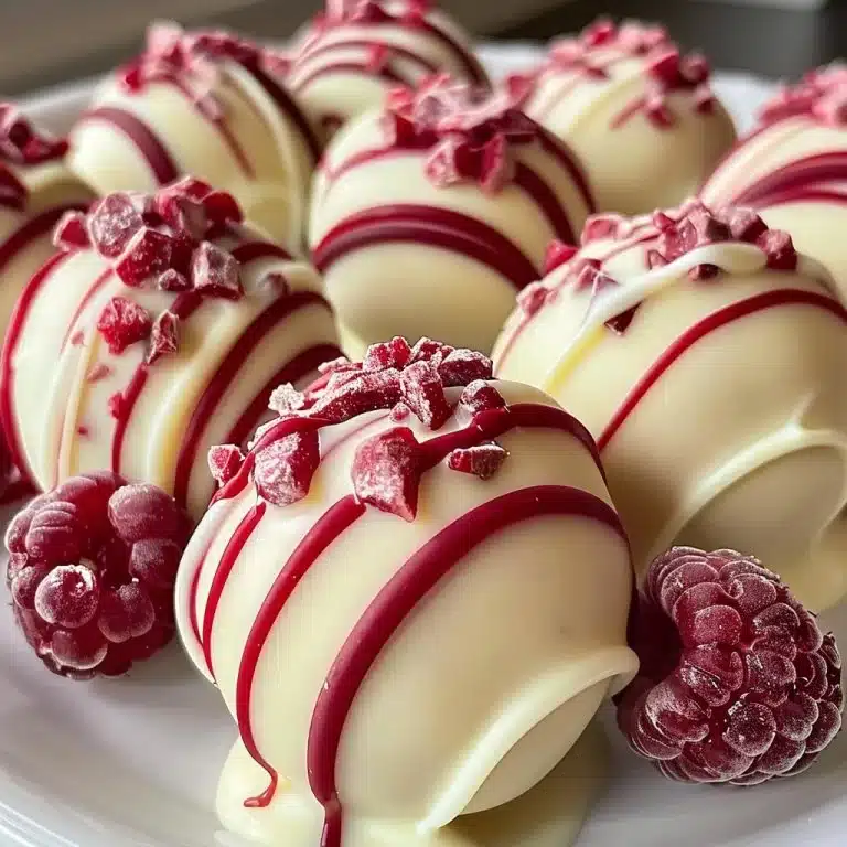 White Chocolate Raspberry Cheesecake Balls Recipe 2 White Chocolate Raspberry Cheesecake BallsIngredients
8 oz cream cheese, softened
1/4 cup powdered sugar
1 teaspoon vanilla extract