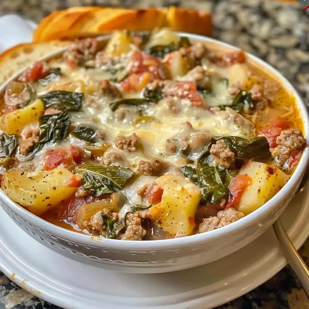 Delicious Zuppa Toscana casserole garnished with fresh herbs
